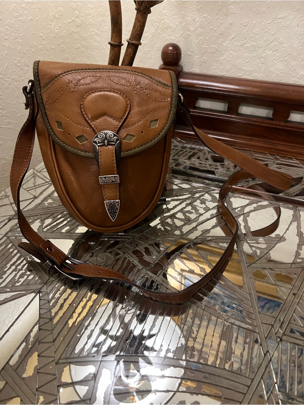Western Gantos Beautiful Leather Bag
  - Brown With Beautiful Patina.